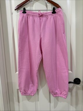 PINK Victoria's Secret Campus Fleece Crop Sweatpants with Elastic Cuffs